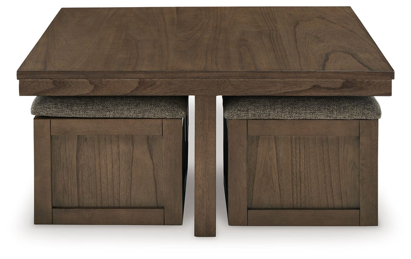 Boardernest - Cocktail Table With 4 Stools (Set of 5) - Brown
