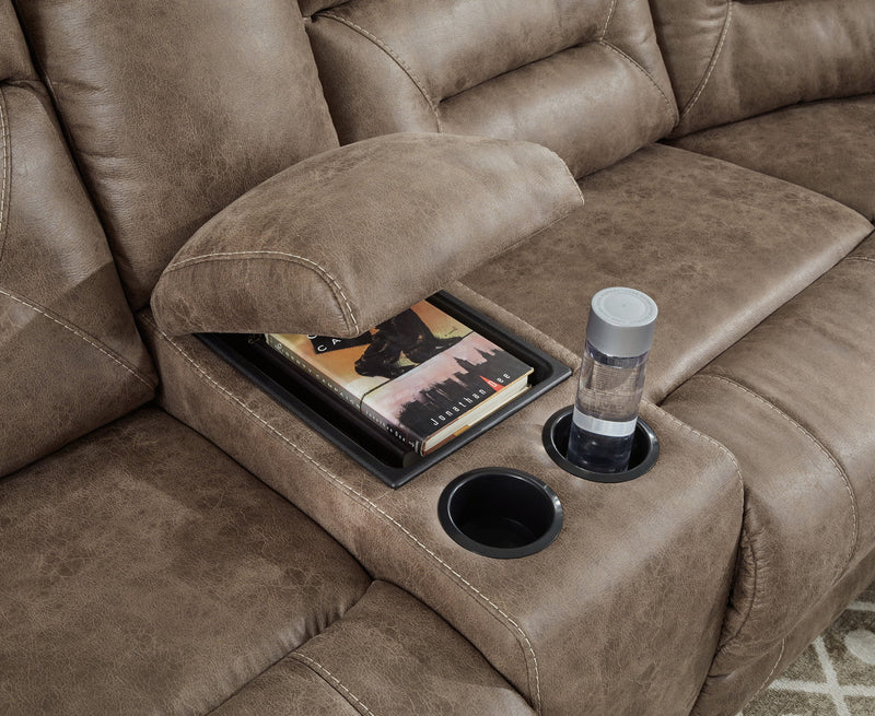 Ravenel - 4-Piece Power Reclining Sectional With Raf Power Reclining Loveseat With Console - Fossil